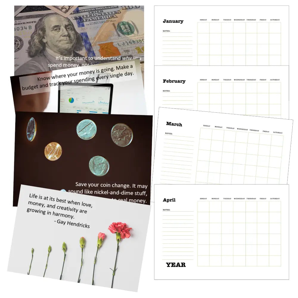 finance goals calendar plr