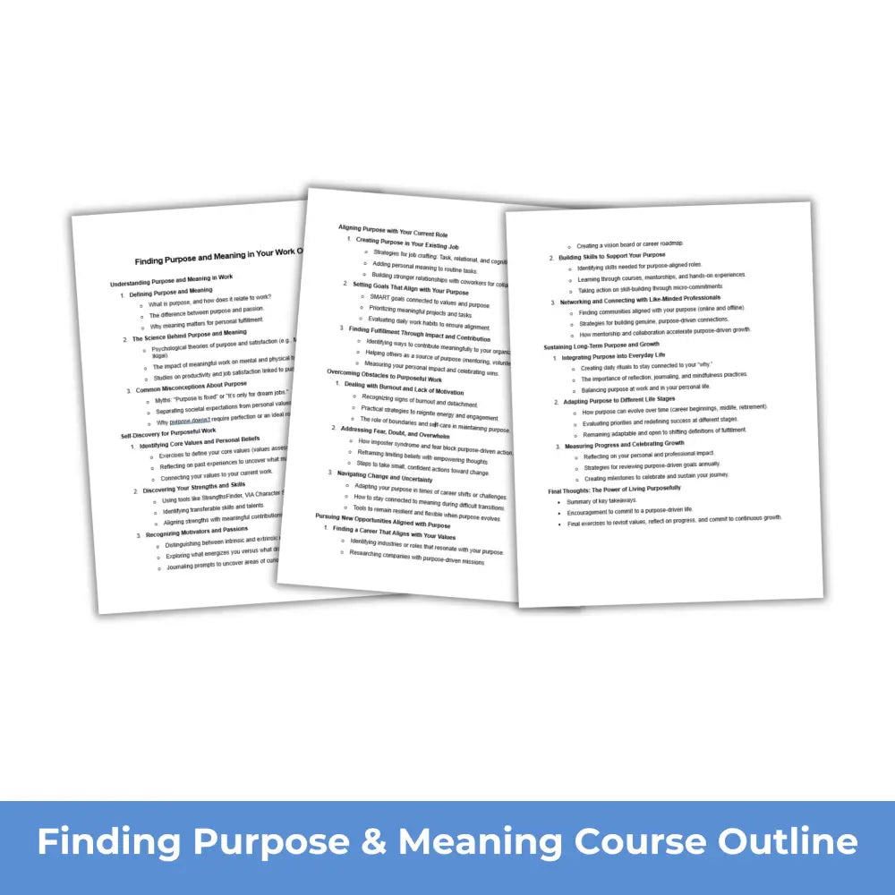 Finding Purpose and Meaning in Your Work - PLR Course PLR Reports