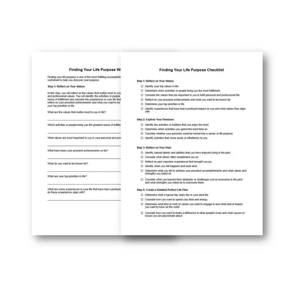 Finding Your Life Purpose Checklist and Worksheet PLR
