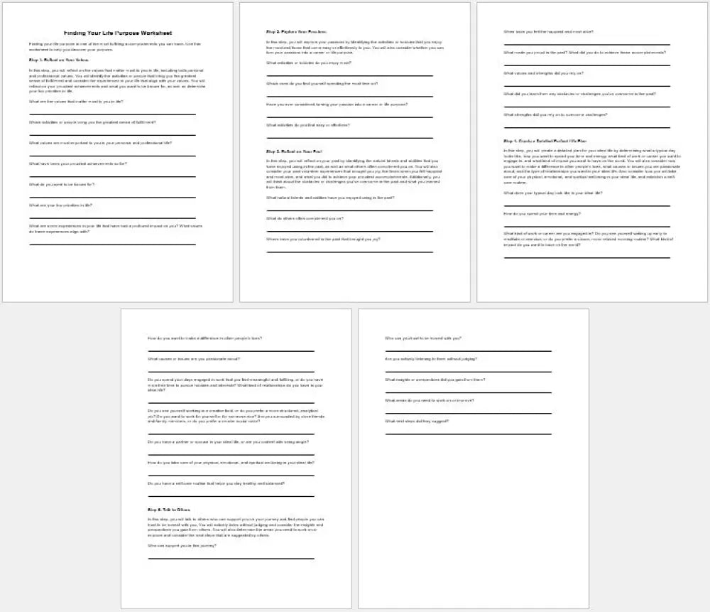 Finding Your Life Purpose Checklist and Worksheet