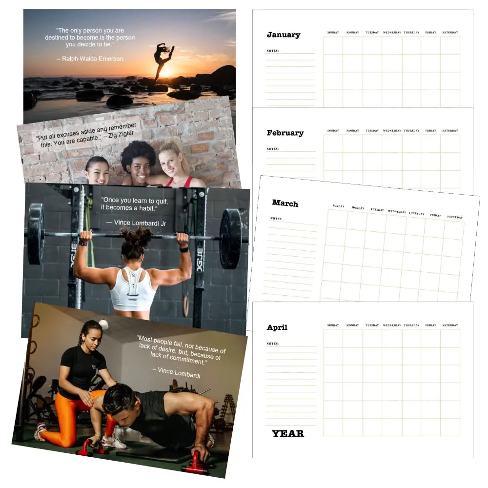 Fitness Goals Printable Calendar PLR
