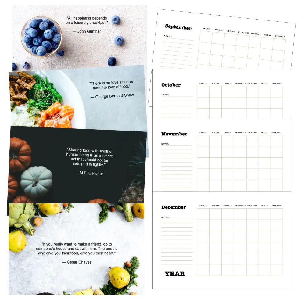 Food is Life Printable Calendar PLR