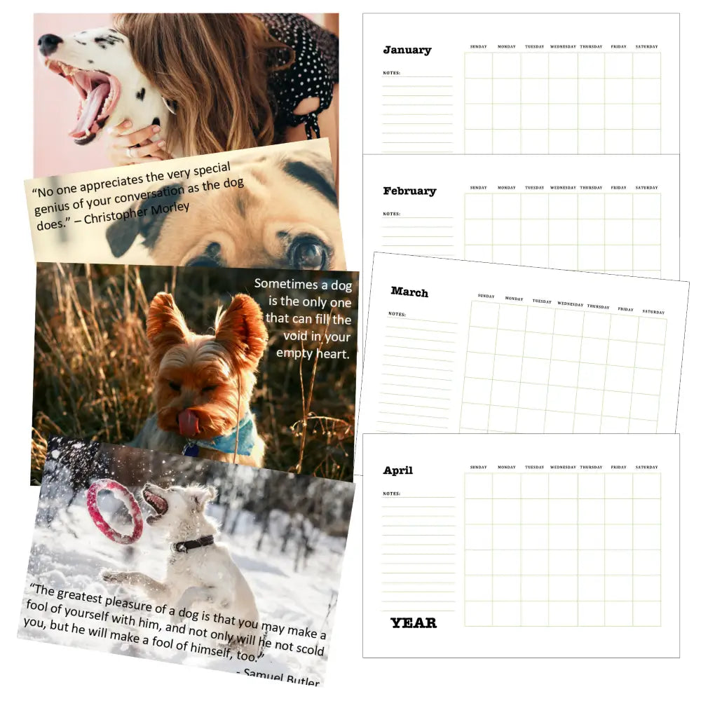 love dogs plr printable calendar