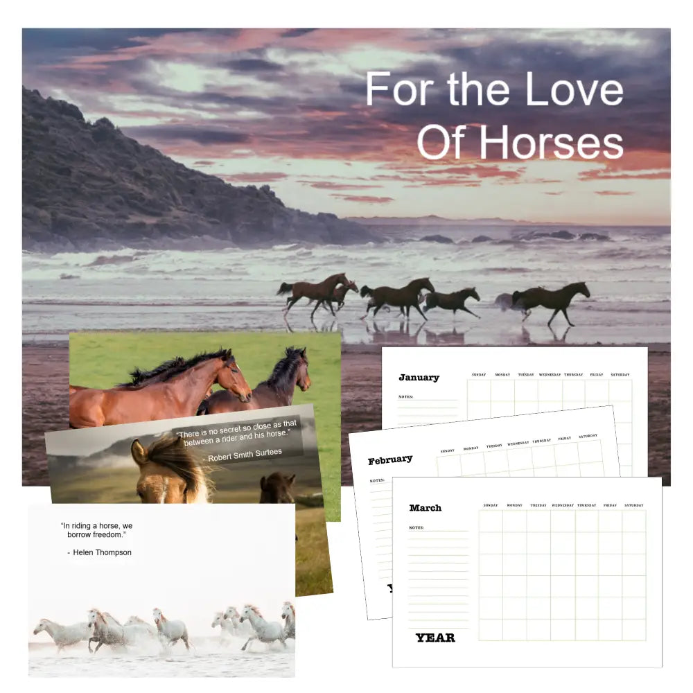 For the Love of Horses Printable Calendar PLR