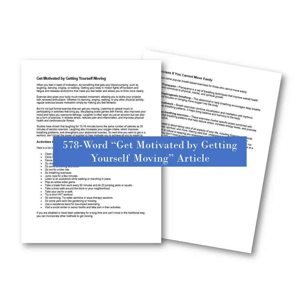 Get motivated by getting yourself moving plr article