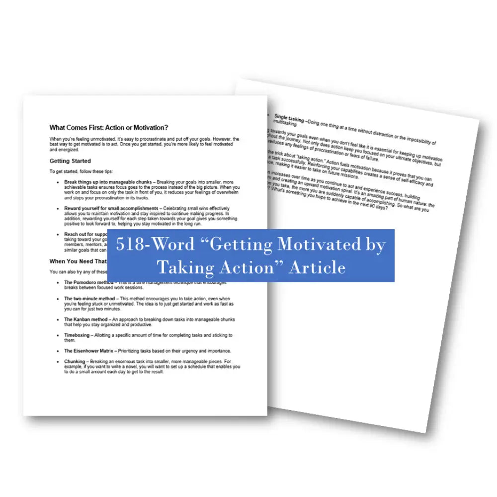 Getting motivated by taking action plr article