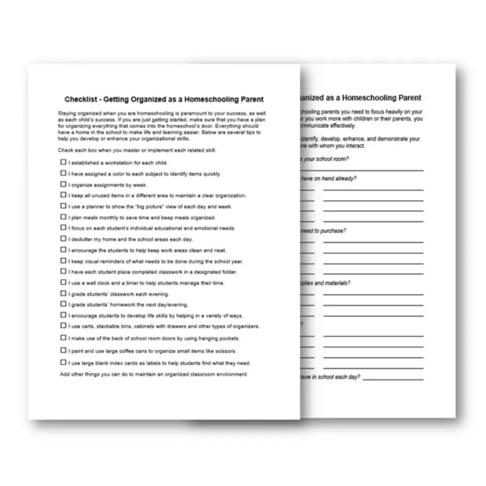Getting organized as a home schooling parent wks ckl plr
