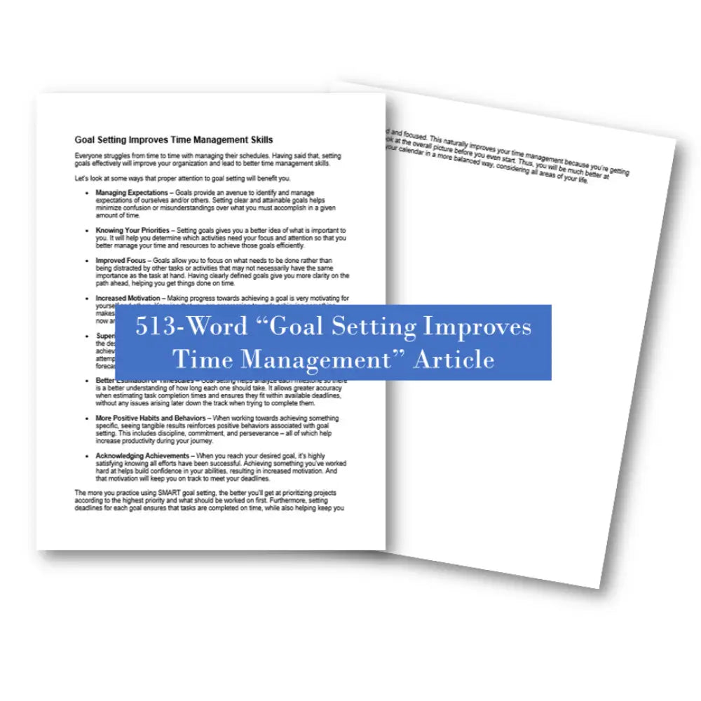 Goal setting improves time management plr article
