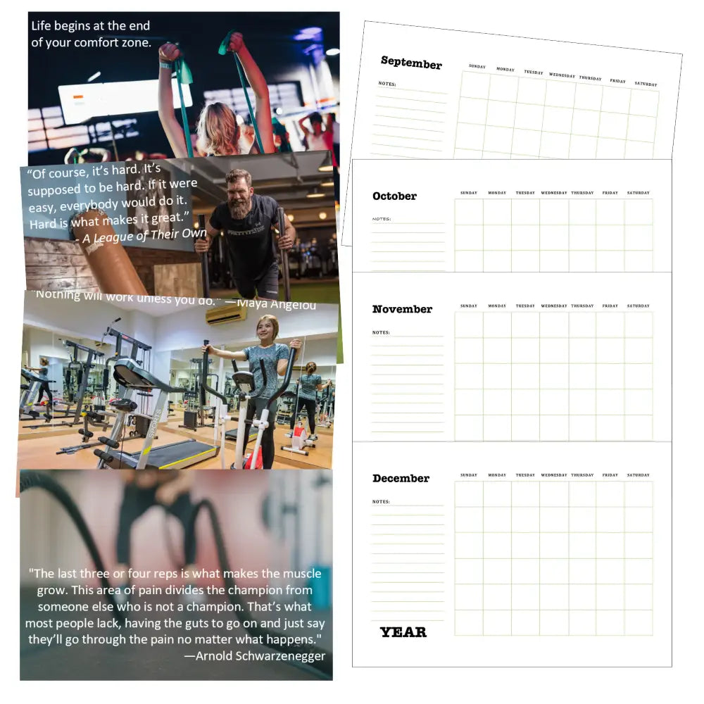 work out gym life plr calendar