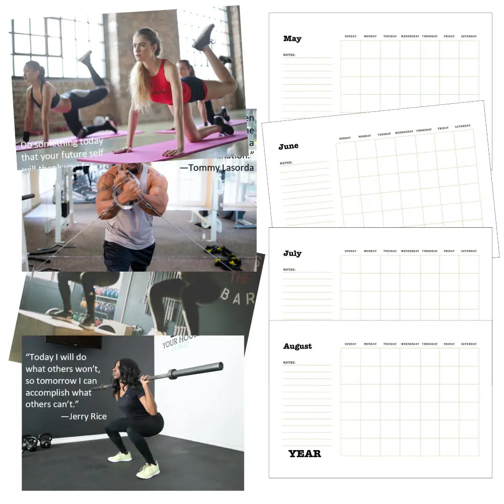 work out gym life plr calendar