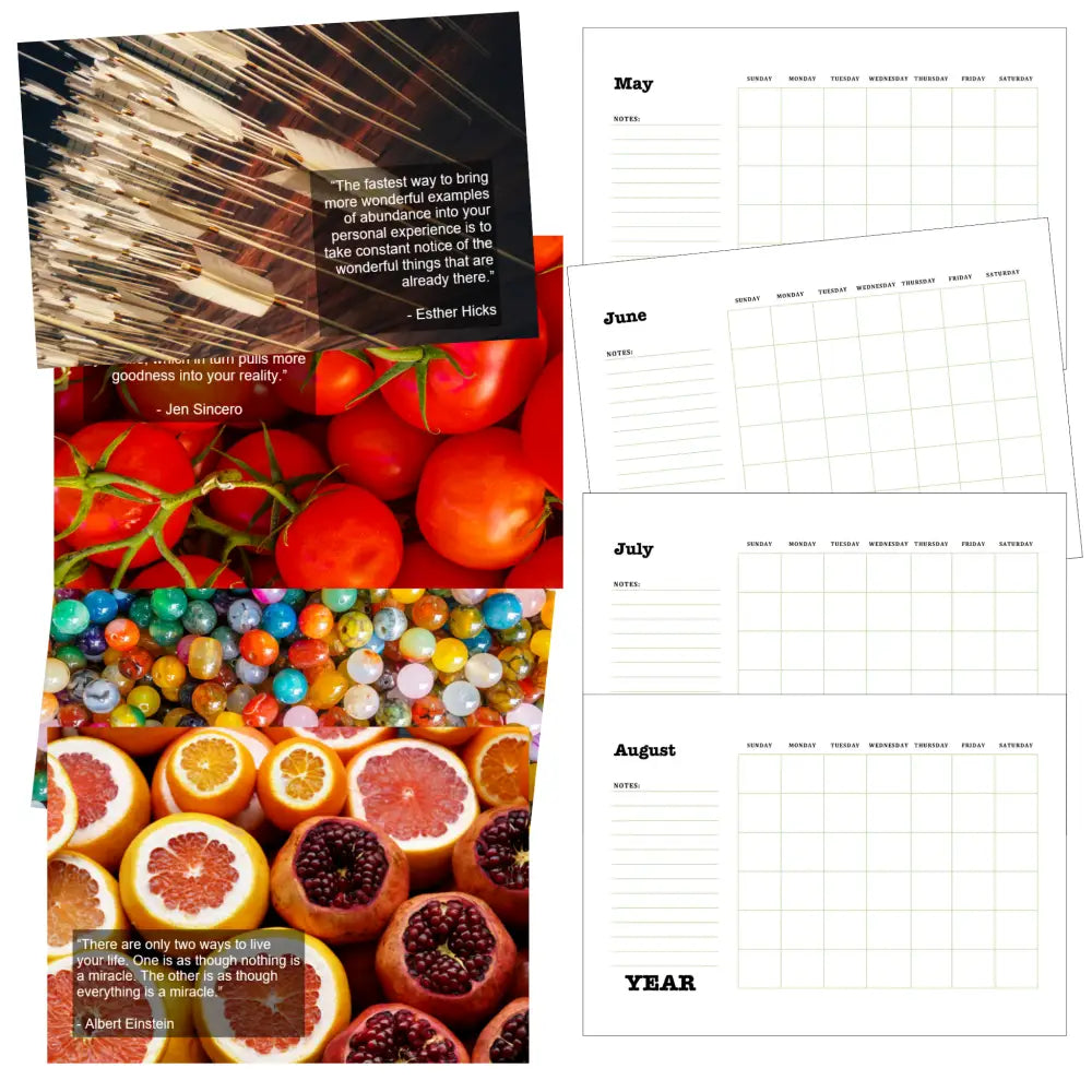 having a year of abundance printable calendar PLR