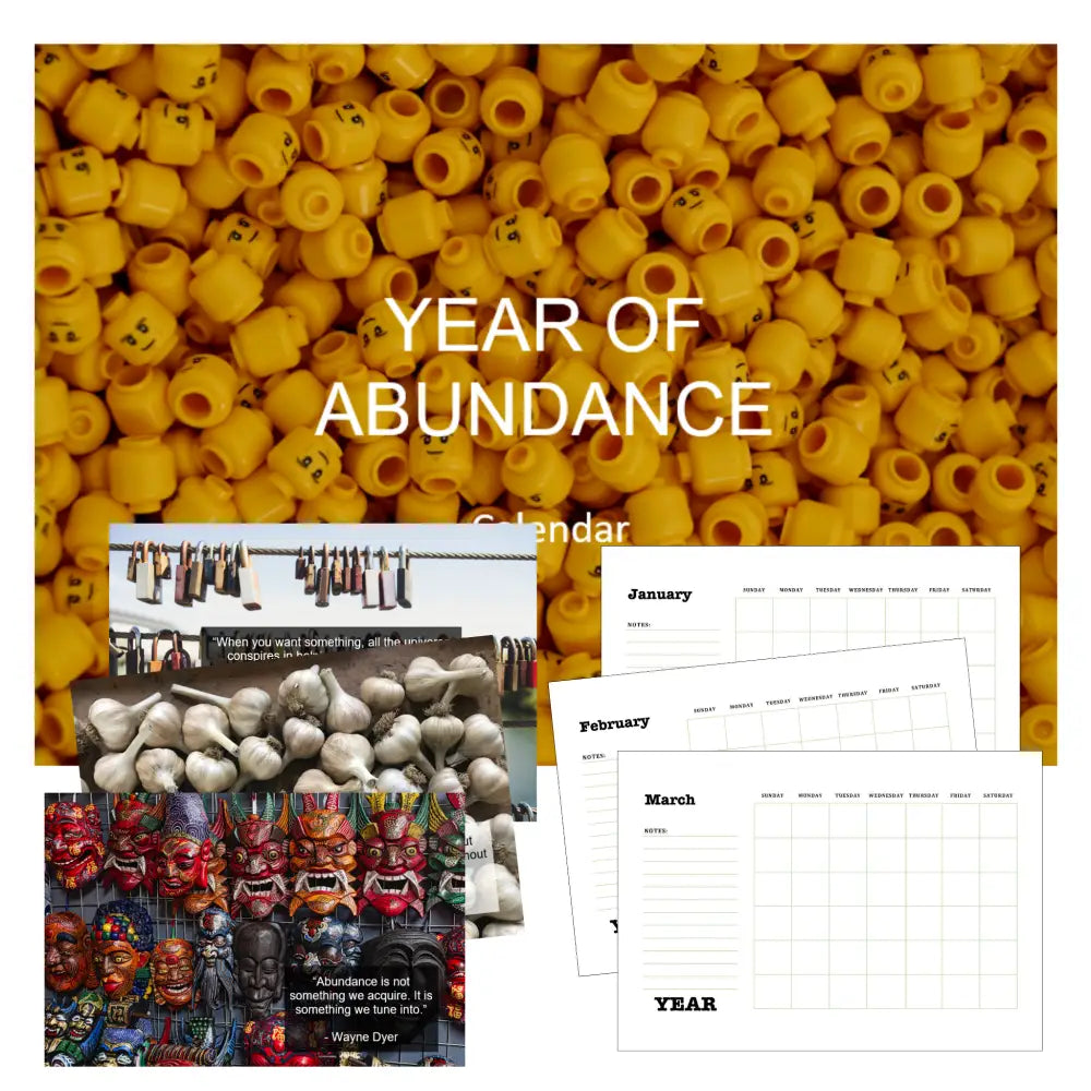 having a year of abundance printable calendar PLR
