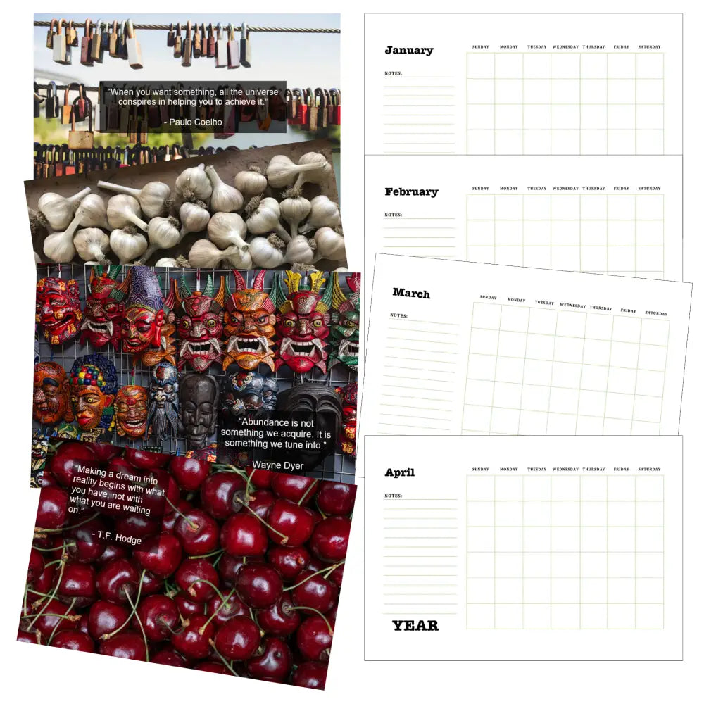 having a year of abundance printable calendar PLR