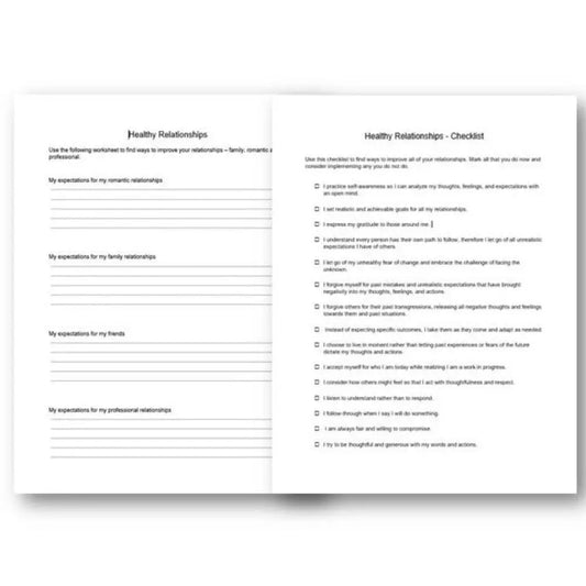 Healthy Relationships Checklist And Worksheet Printable Worksheets Checklists Plr