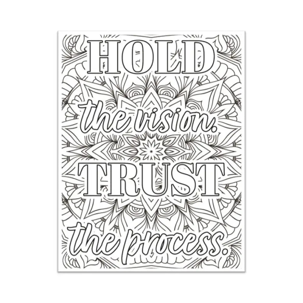 Hold The Vision Trust Process Personal Development Plr Coloring Page - Inspirational Content With