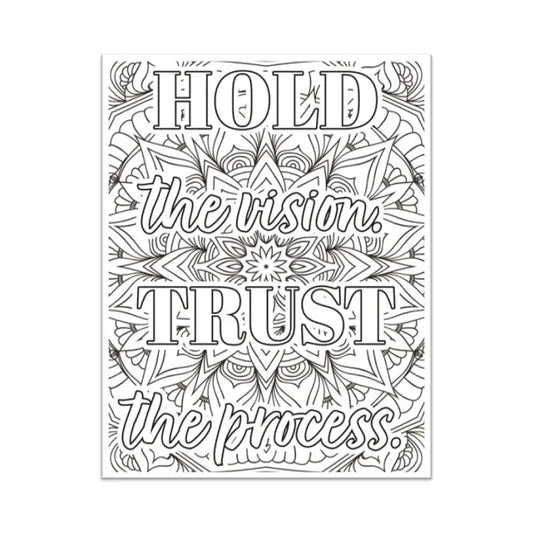 Hold The Vision Trust Process Personal Development Plr Coloring Page - Inspirational Content With