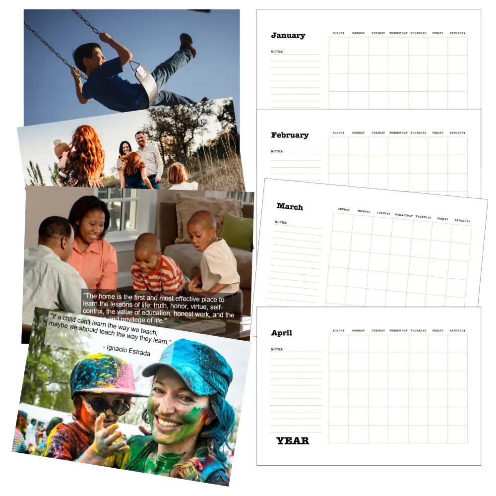 homeschool life printable calendar plr