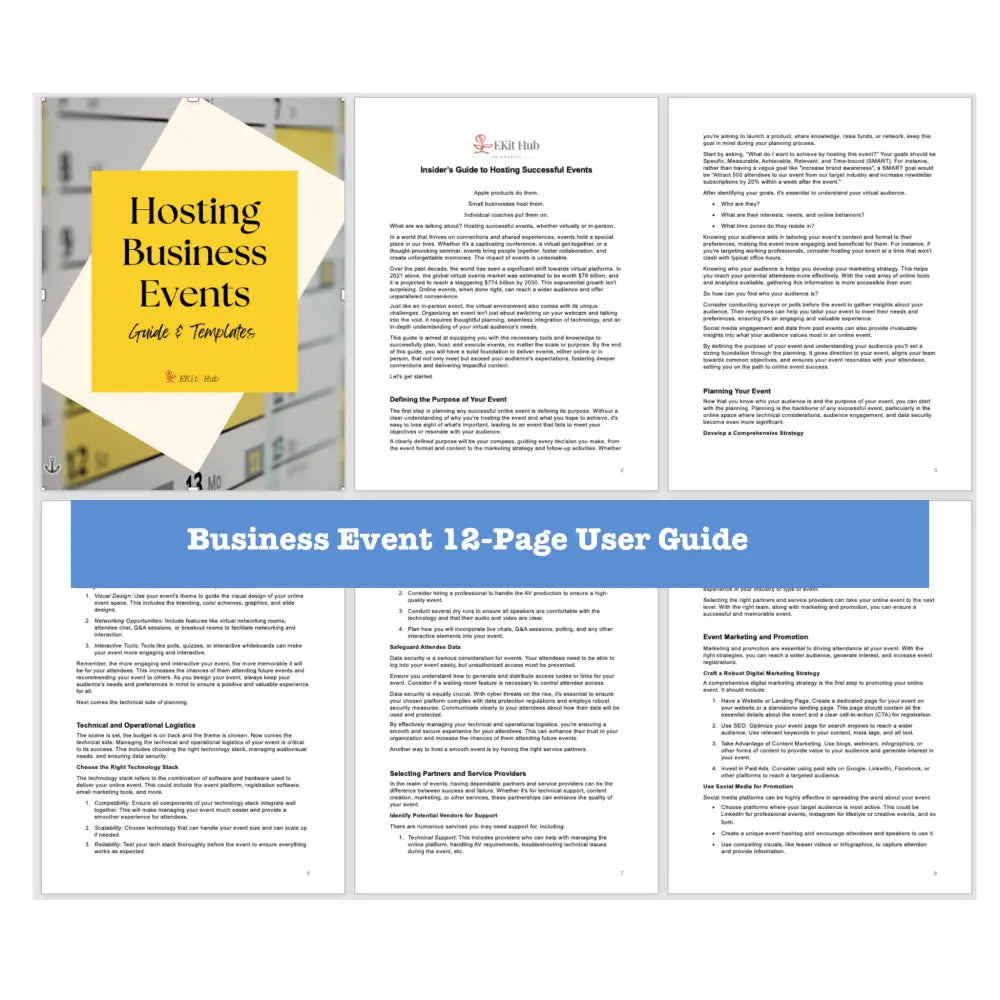 Hosting Business Events Templates + Guide With Plr Rights