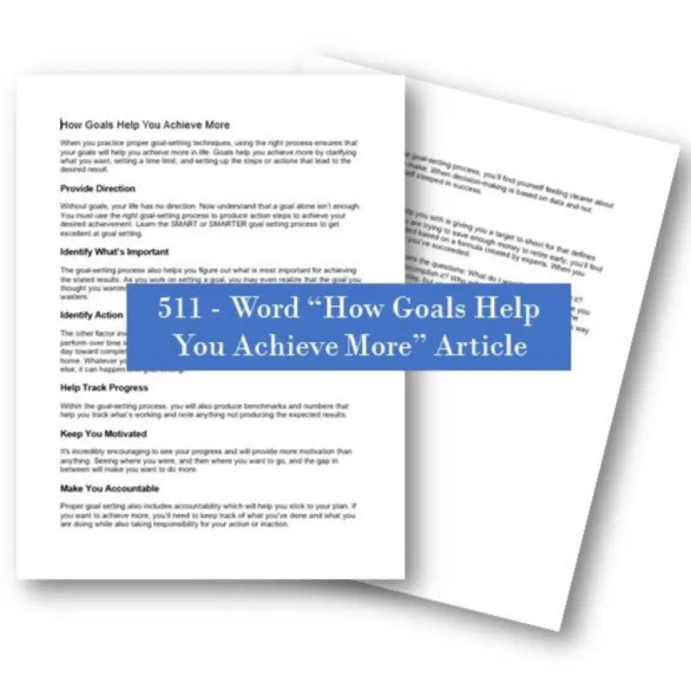 how goals help you achieve more plr article