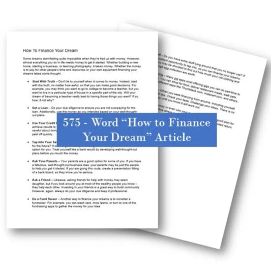 how to finance your dream plr article