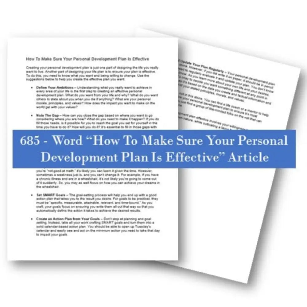 how to make sure your personal development plan is effective plr article