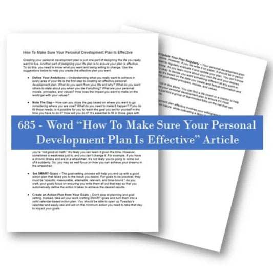 how to make sure your personal development plan is effective plr article