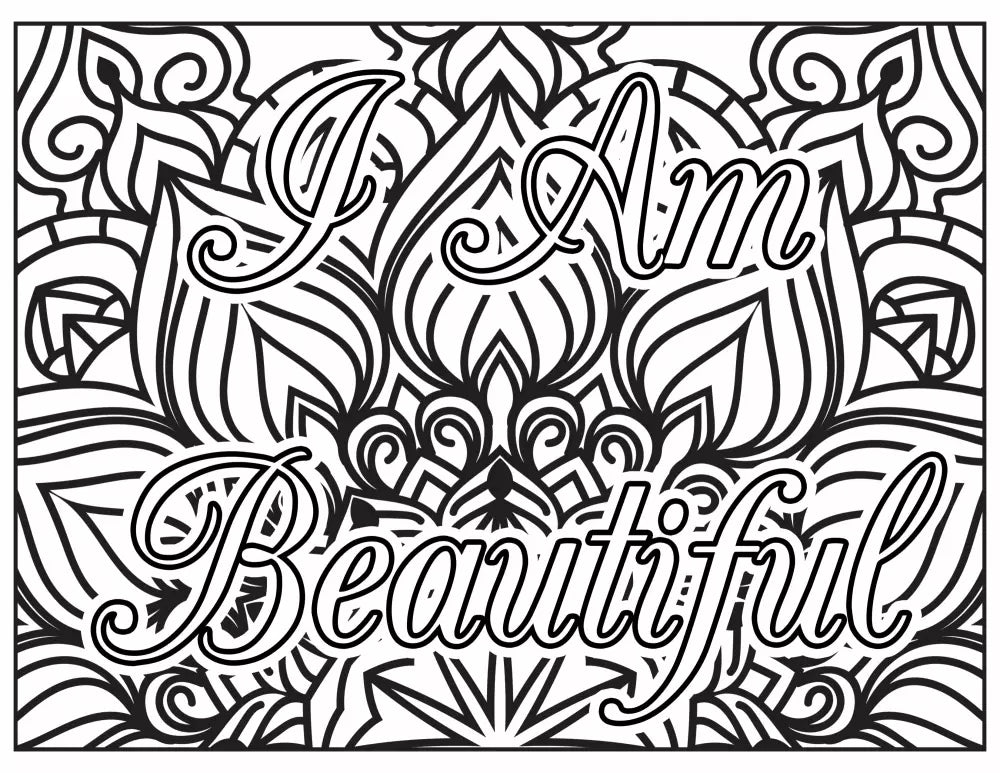 I Am Beautiful Self-Love Plr Coloring Page - Inspirational Content With Private Label Rights Pages