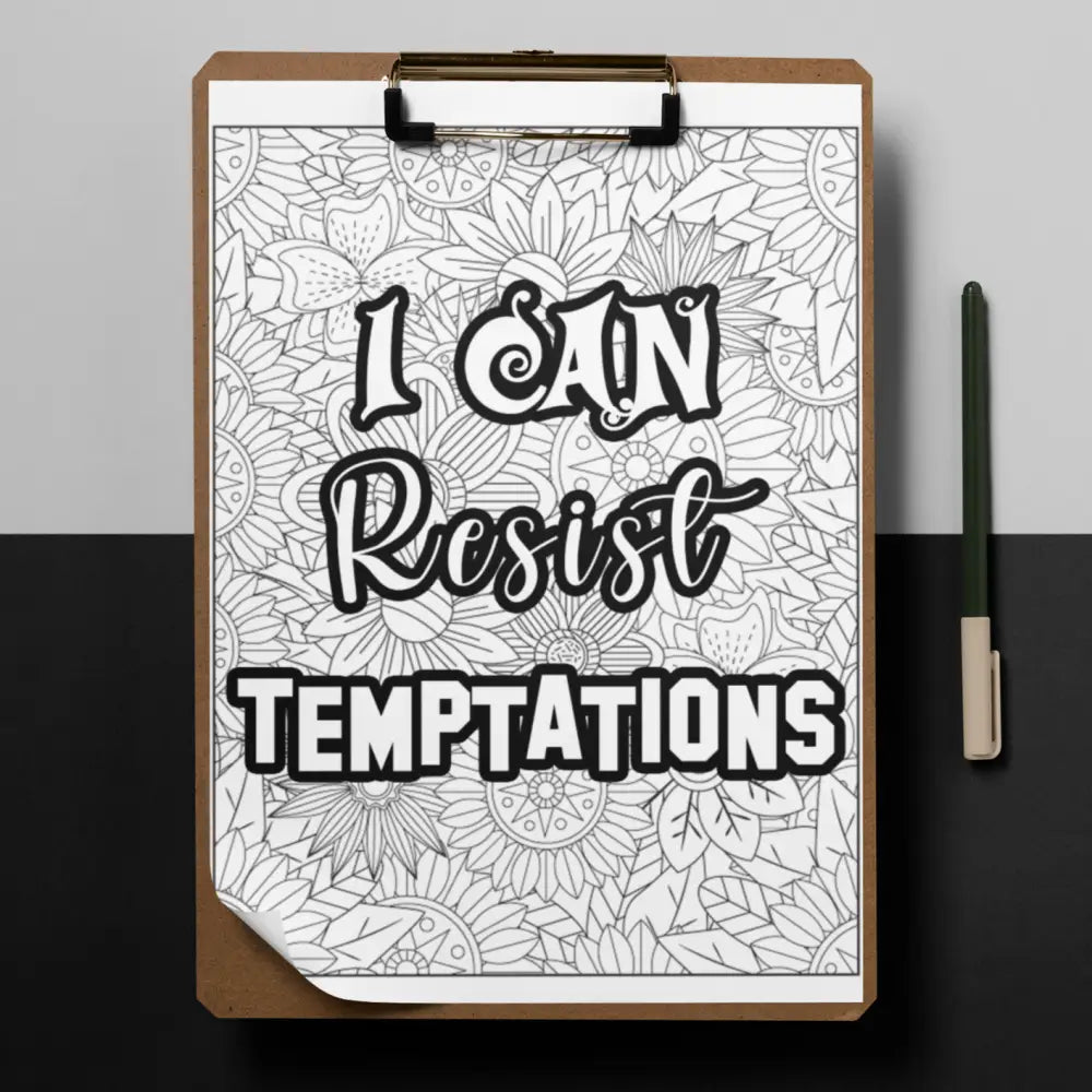 I Can Resist Temptations Self Discipline PLR Coloring Page