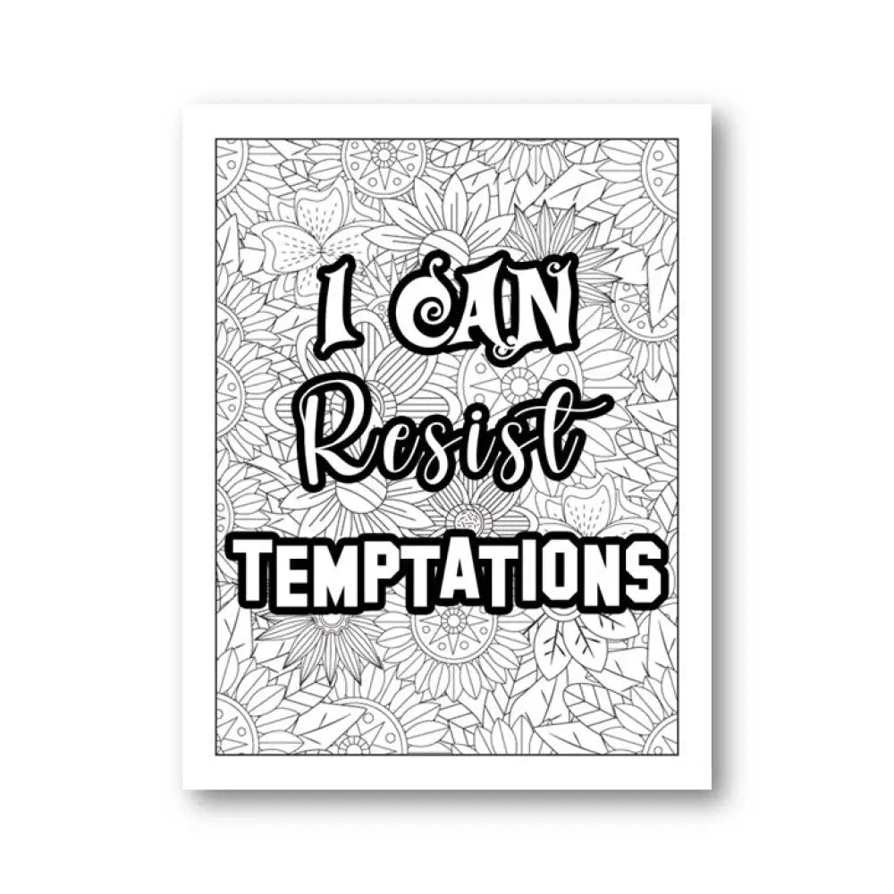 I Can Resist Temptations Self Discipline PLR Coloring Page