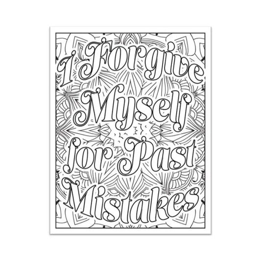 I Forgive Myself For Past Mistakes Self-Love Plr Coloring Page - Inspirational Content With Private