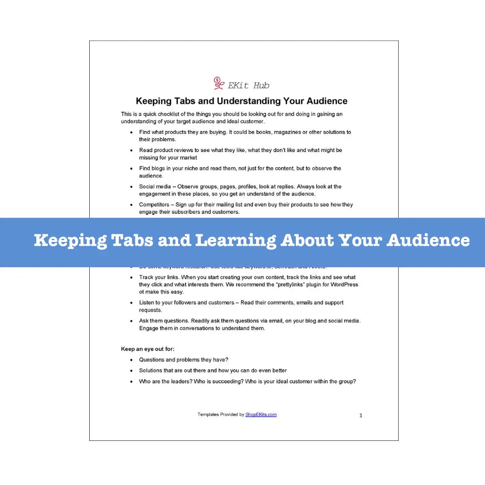 On Sale - Ideal Customer And Audience Building Templates Plr Reports