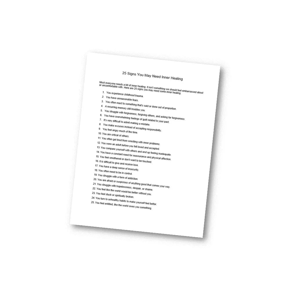 25 Signs You May Need Inner Healing PLR Printable