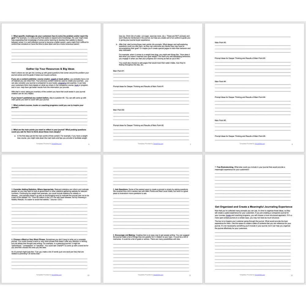 Journal Makers Prompt Writing Workbook Business Templates