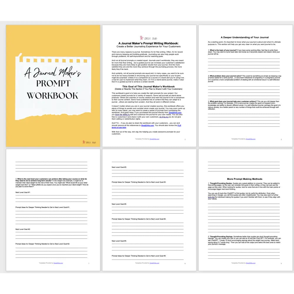 Journal Makers Prompt Writing Workbook Business Templates