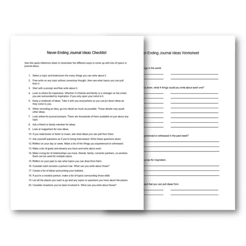 Journaling ideas wks ckl plr