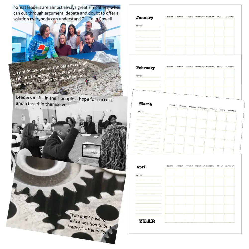 leadership printable plr calendar