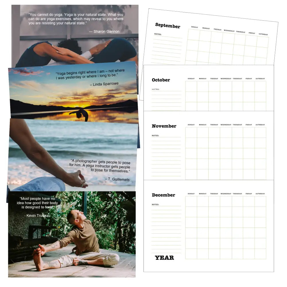 living the yoga life printable calendar plr