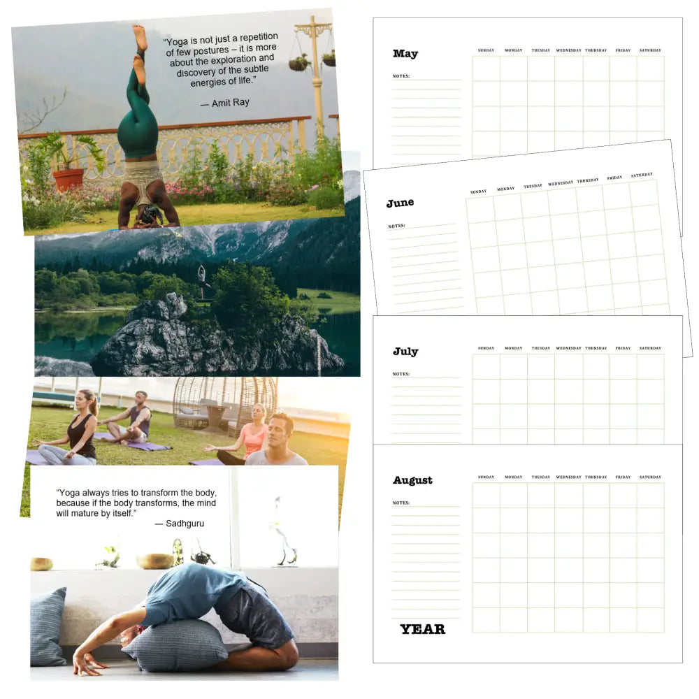 living the yoga life printable calendar plr