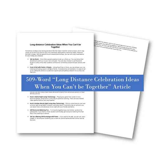 Long Distance Celebration When You Cant Be Together PLR Article