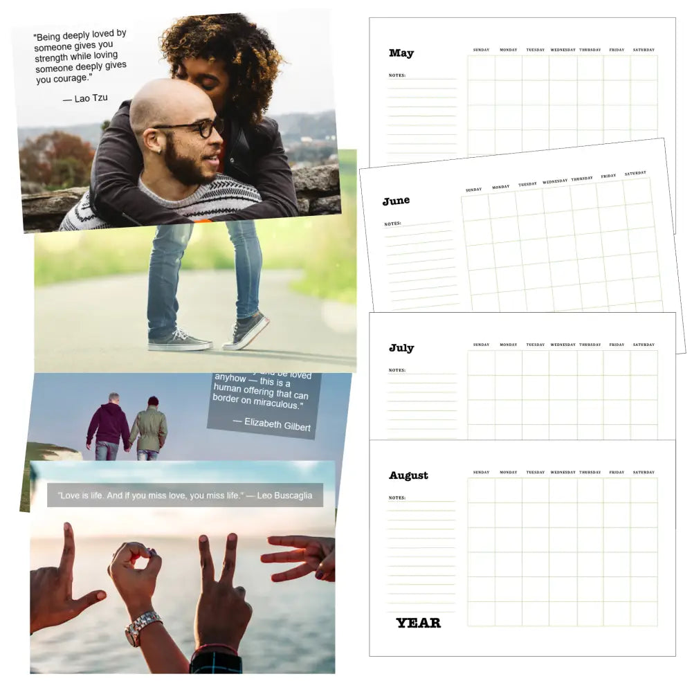 love is love printable calendar plr