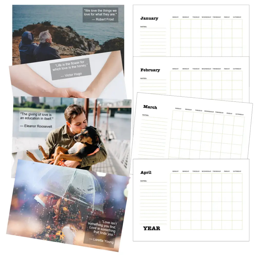 love is love printable calendar plr
