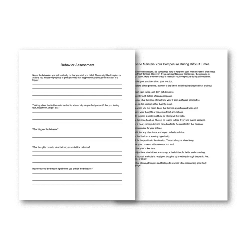 Maintaining Composure & Behavior Pattern Plr Printables Printable Worksheets And Checklists