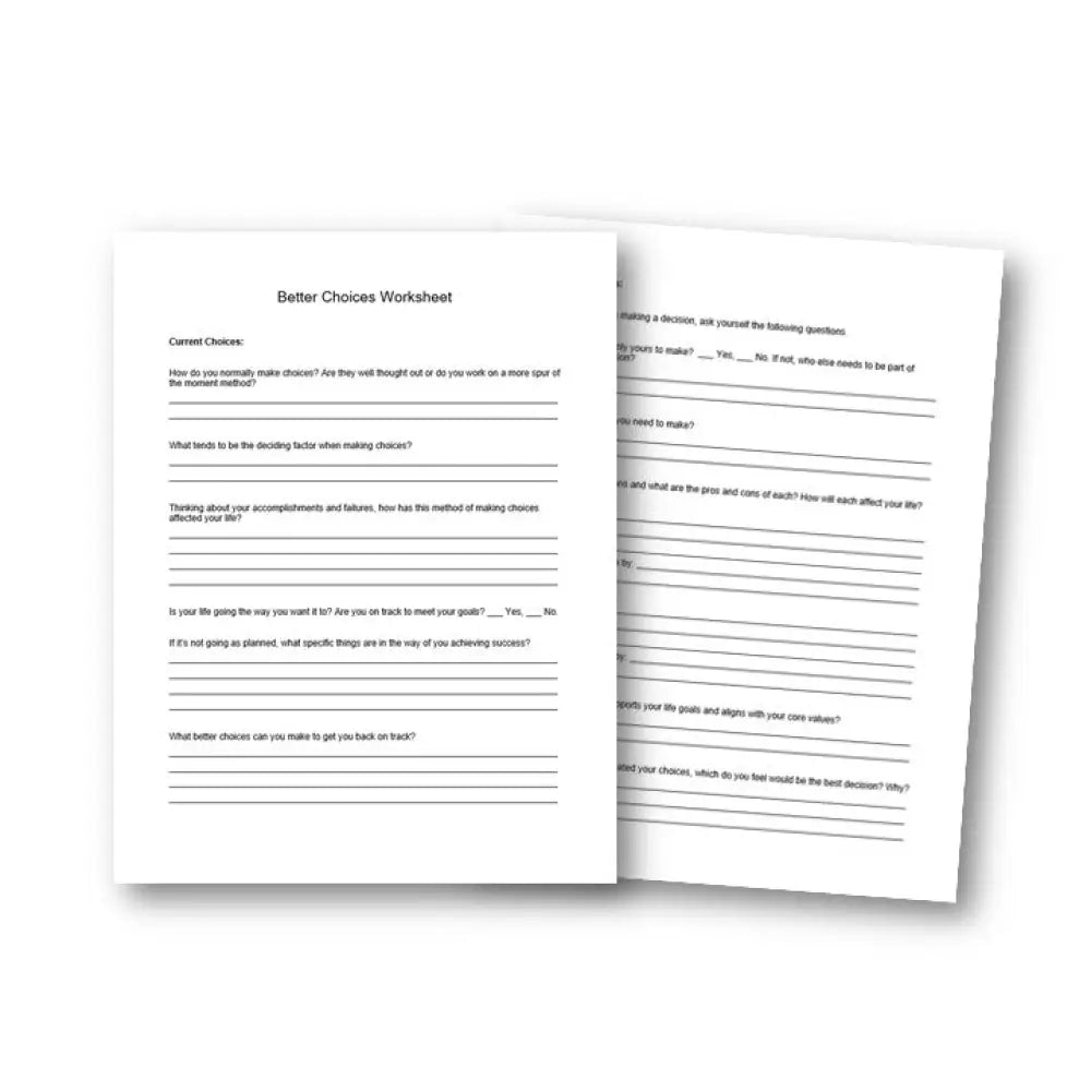 Making Better Choices Plr Checklist & Worksheet Printable Worksheets And Checklists