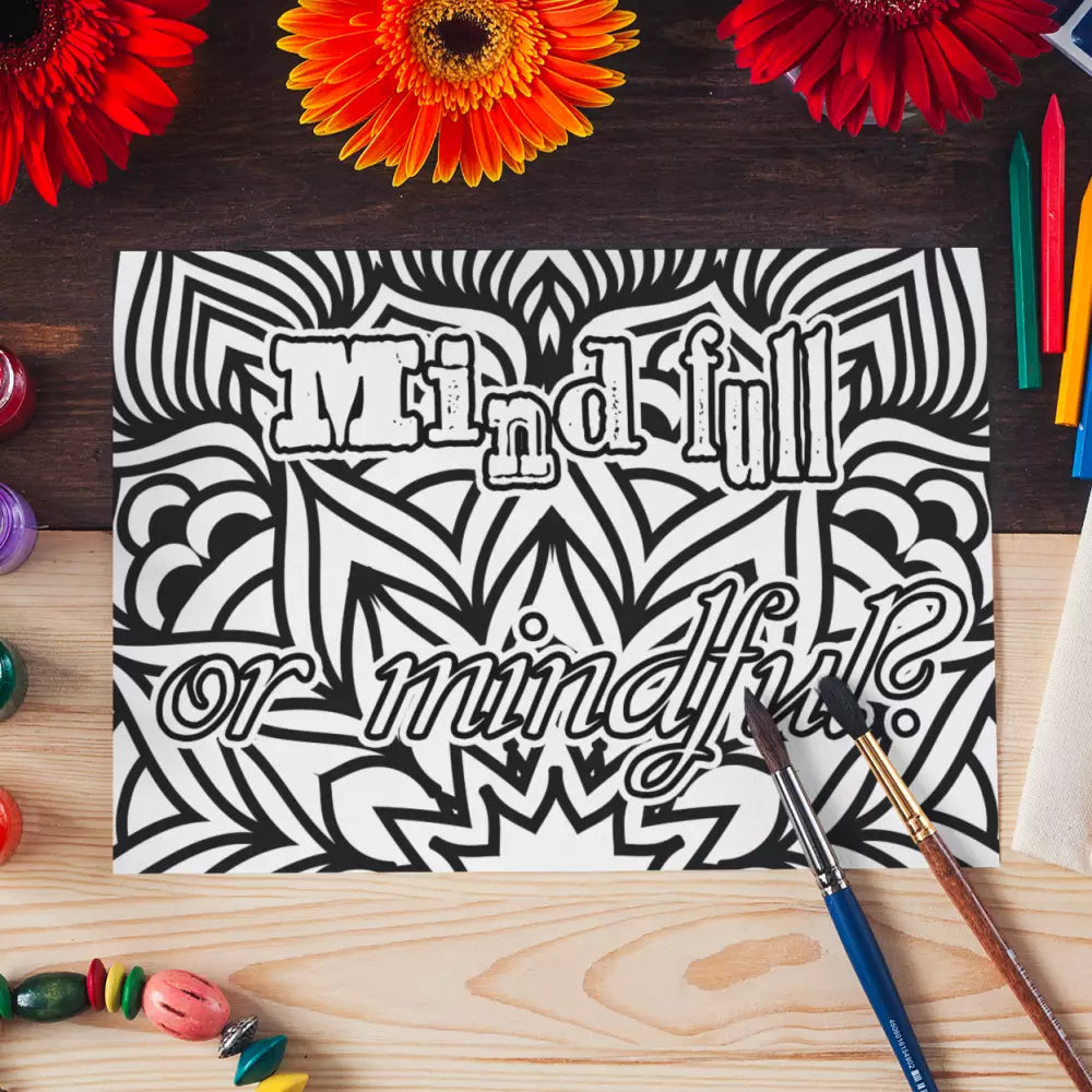 Mind Full Or Mindful Plr Coloring Page - Inspirational Content With Private Label Rights Pages