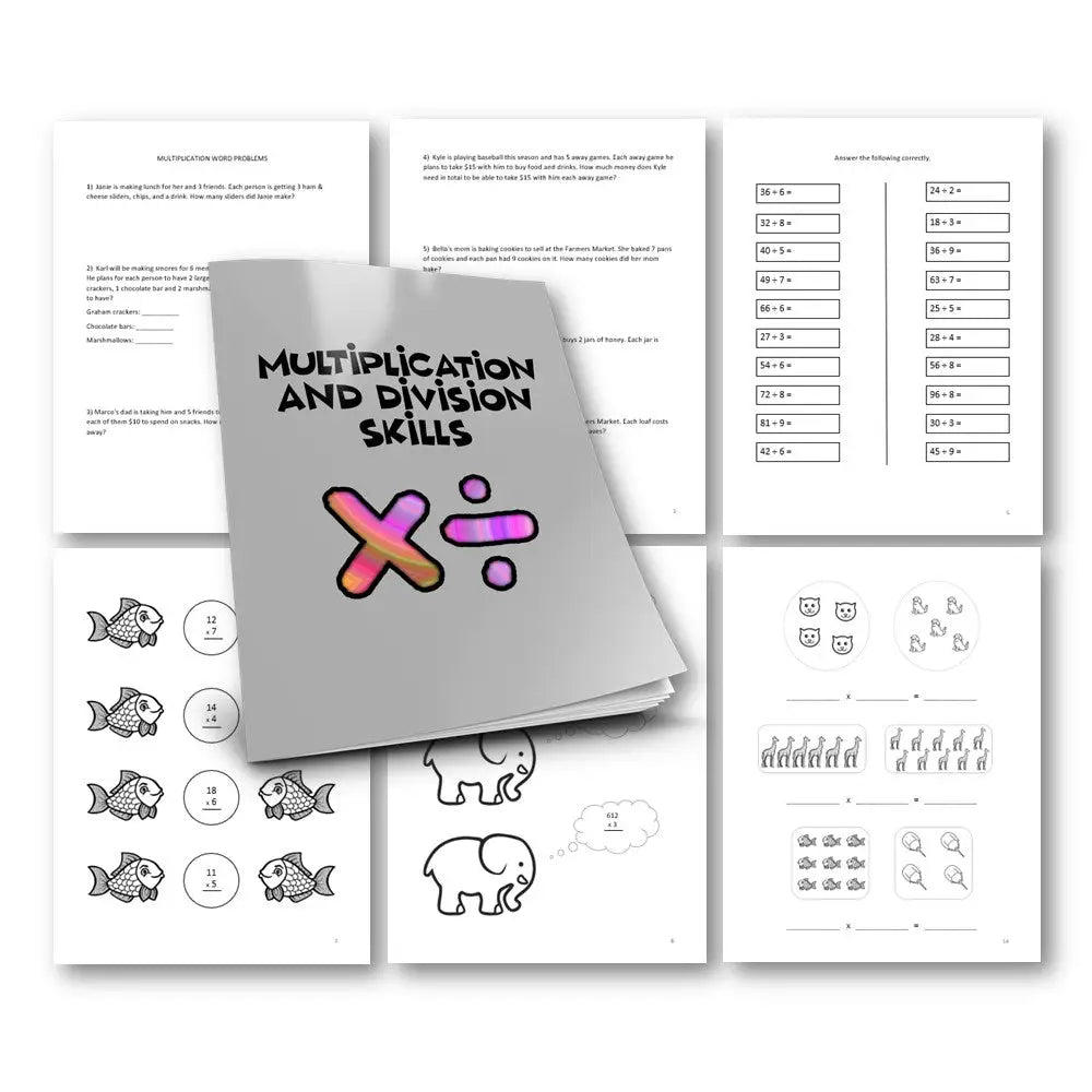 ’Multiplication & Division Problems’ Kid’s Workbook - Plr Printable Journals
