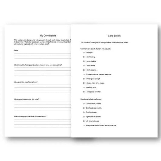 My Core Beliefs Checklist And Worksheet Printable Worksheets Checklists Plr