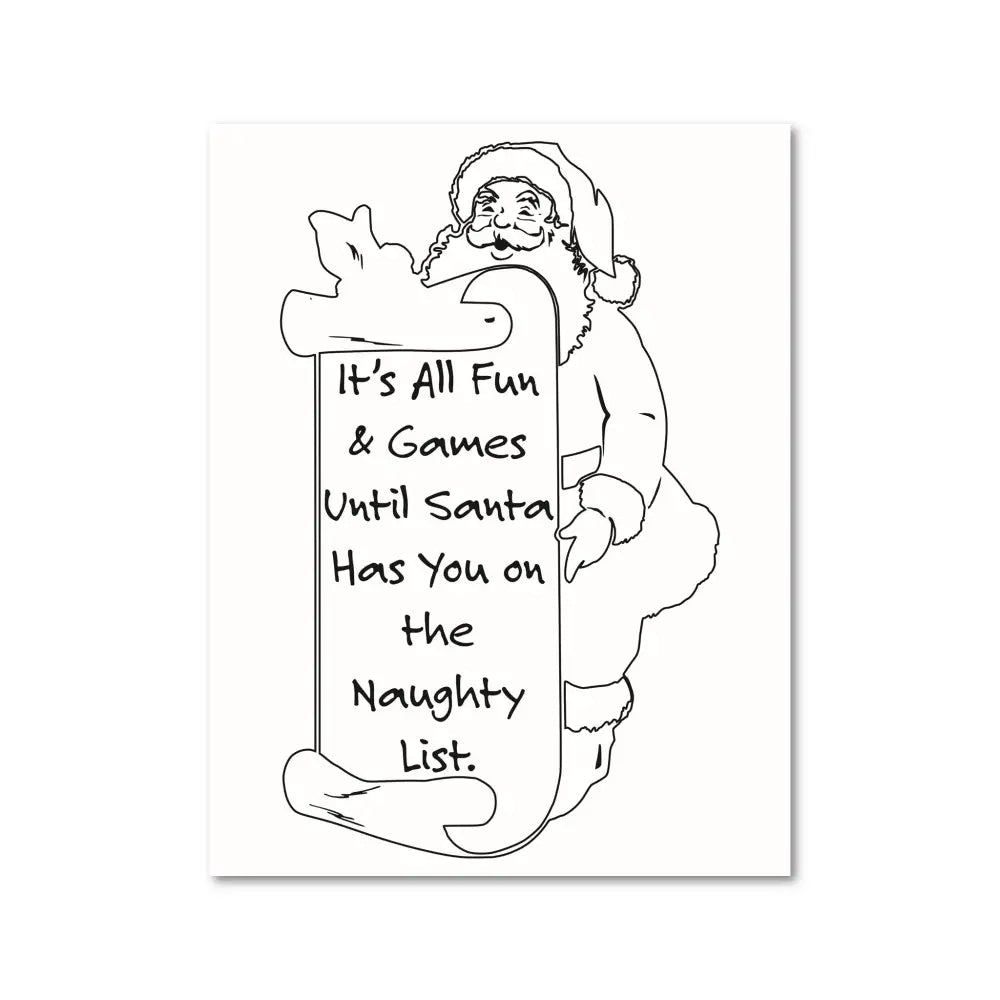 ’Naughty List’ Funny Santa Christmas Plr Coloring Page Pages