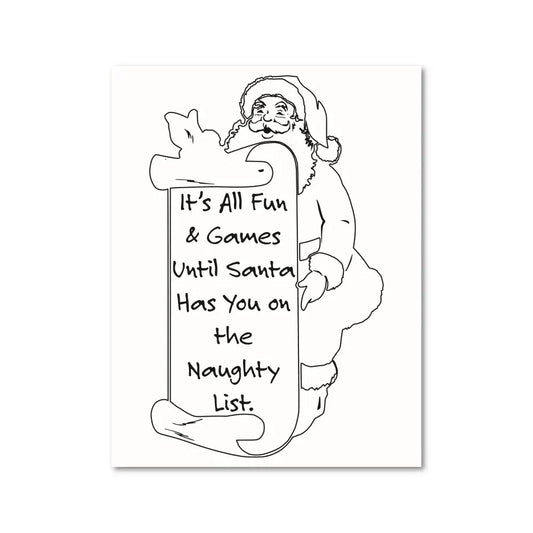 ’Naughty List’ Funny Santa Christmas Plr Coloring Page Pages