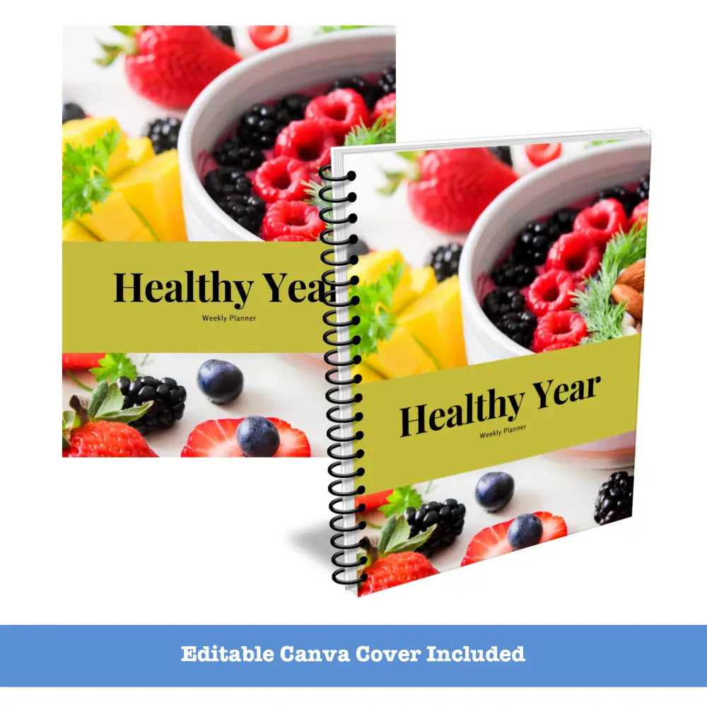 On Sale - Healthy Year Evergreen Plr Planner Canva Template Printable Planners