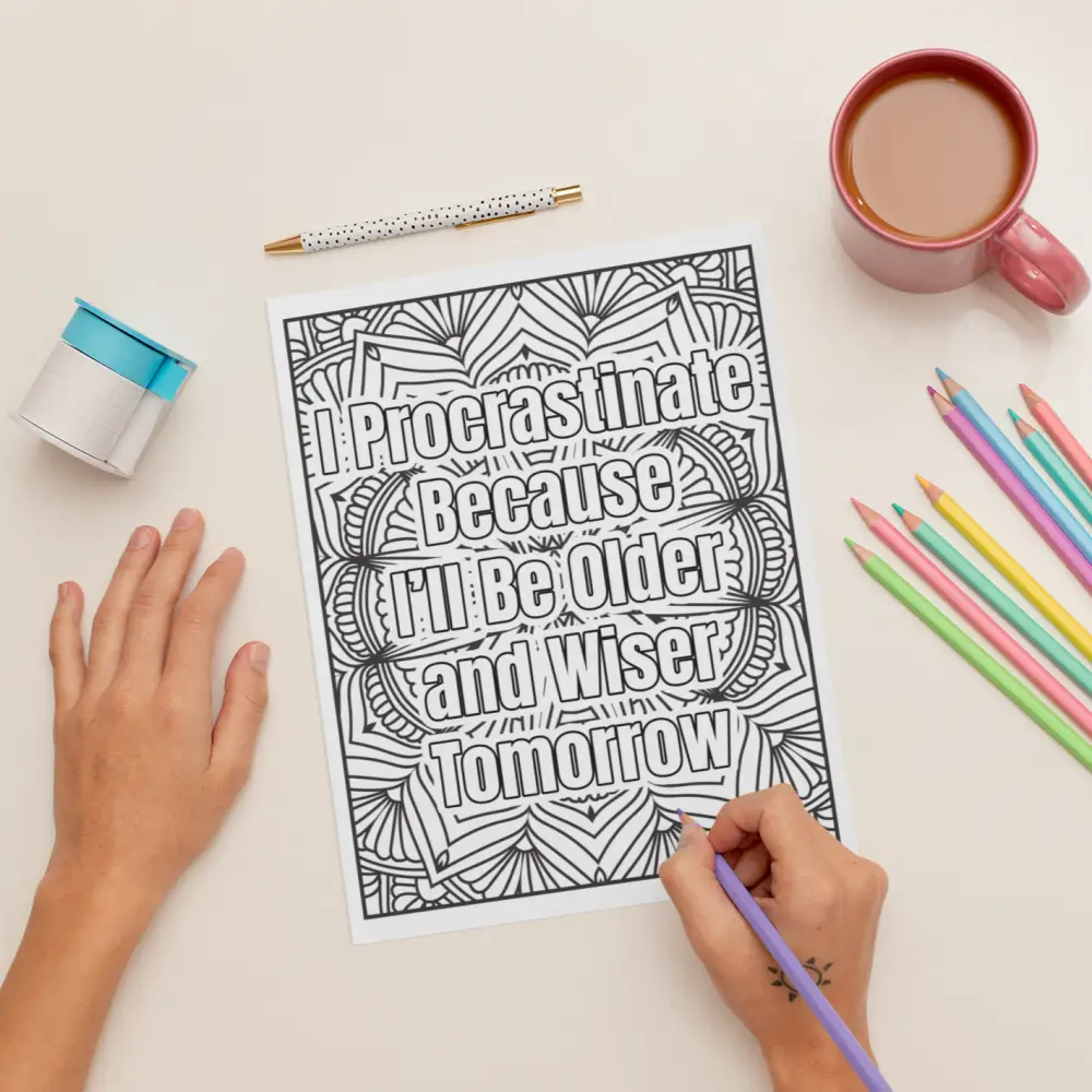 Procrastination private label rights coloring page